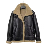Men's Genuine Leather Sheepskin Jacket - Black - Bomber Jacket - 6XL - Genuine Leather - image 37