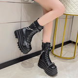 Women's Gothic Square Toe Platform Boots - Black - Boots - 42 B - PU Leather - image 7