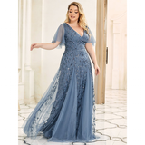 Women's Long Sequin Lace Formal Dress - Green - Gown - 26 - Polyester/Chiffon/Tulle - image 23