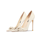 Women's Big Flower Fashion High Stilettos - Beige - 1 / 6cm / Stilettos - 41 B - Genuine Leather - image 7