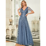 Women's Long Sequin Lace Formal Dress - Green - Gown - 26 - Polyester/Chiffon/Tulle - image 7
