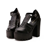 Women's Gothic Punk High Chunky Sandal - Black - Platform Sandals - 35 B - PU Leather - image 15