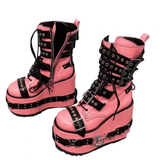 Women's Pink Platform Belt Buckle Boots - Pink - Platform Boots - 47 B - PU Leather - image 18
