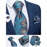 Men's 3 Pcs Stylish Blue Floral Tie Set - Blue - SJT-7278 - One Size - Silk - image 12