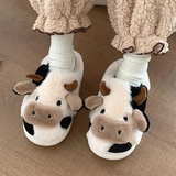 Women's Cute Plush Warm Cow Slippers - Black/White - Cow Slippers - XXL - Plush - image 11