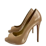 Women's Patent Super High Dress Stilettos - Beige - 12cm Heels - 45 B - PU Leather - image 1