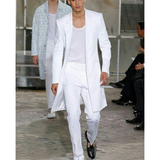 Men's White 2 Pcs Long Jacket Formal Suit - White - Wedding Suit - 6XL - Wedding Suit - Polyester - image 2