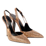 Women's Metallic Beaded High Slingbacks - Gold - 1 6129 / Slingbacks - 42 B - PU Leather - image 3