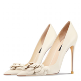 Women's Big Flower Fashion High Stilettos - Beige - 1 / 6cm / Stilettos - 41 B - Genuine Leather - image 35