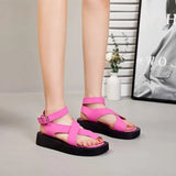 Women's Genuine Leather Summer Sandal - Black - Chunky Flat Sandals - 43 B - Genuine Leather - image 36