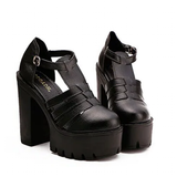 Women's Gothic Punk High Chunky Sandal - Black - Platform Sandals - 35 B - PU Leather - image 13