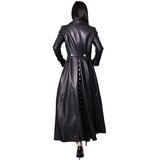 Women's Long Faux Leather Swing Coat - Black - 7XL - PU leather - image 16