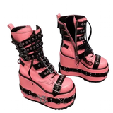 Women's Pink Platform Belt Buckle Boots - Pink - Platform Boots - 47 B - PU Leather - image 4