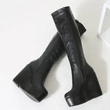 Women's High Luxury Gothic Platform Boots - Black - 1 / Lace Up - 10 B - PU Leather - image 37