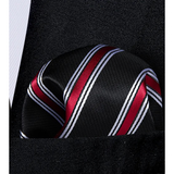 Funki Buys | Neckties | Men's 3 Pcs Bold Black Red Stripe Tie Set
