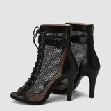 Women's Mesh Lace Up Buckle Ankle Boots - Red - Mesh Booties - 43 B - PU Leather - image 13