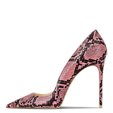 Women's Snake Skin Pattern High Stilettos - Pink/Black 1 - 12cm Heel / Stiletto Shoes - 46 B - PU Leather - image 17