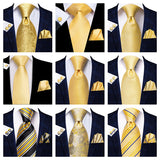 Men's 3 Pcs Classic Yellow Gold Tie Sets - Gold - C-3053 - One Size - Silk - image 41