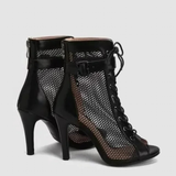 Women's Mesh Lace Up Buckle Ankle Boots - Red - Mesh Booties - 43 B - PU Leather - image 15