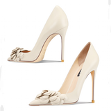 Women's Big Flower Fashion High Stilettos - Beige - 1 / 6cm / Stilettos - 41 B - Genuine Leather - image 21