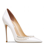Women's Pearl Leather Wedding Stilettos - White - 1 / 6cm / Bridal Shoes - 41 B - Genuine Leather - image 3