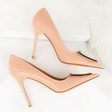 Women's Metal Buckle Pointed Toe Pumps - Green - Formal Shoes - 40 B - PU Leather - image 4