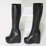 Women's High Luxury Gothic Platform Boots - Black - 1 / Lace Up - 10 B - PU Leather - image 35