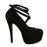 Women's Criss Cross Ankle Strap Platforms - Red - Suede / Stiletto Pumps - 46 B - Suede/PU Leather - image 19