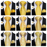 Men's 3 Pcs Luxury Gold Paisley Tie Sets - Gold - LDSN7458 - One Size - Silk - image 2