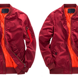 Men's Comfortable Aviator Bomber Jacket - Red 1 - Thick Lined Bomber Jacket - 8XL - Polyester - image 5
