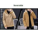 Men's Hooded Winter Faux Leather Jacket - Khaki - Jacket - 8XL - PU Leather - image 14