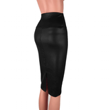 Women's Faux Leather Fitted Pencil Skirts - Black - 1 / D138 / No Split - XXXL - Polyester - image 21