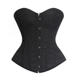 Women's Black Pin Striped Zip Up Corset - Black - 1 - 5802 - Zip Up Front - 6XL - Polyester - image 1