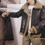 Men's Genuine Leather Sheepskin Jacket - Black - Bomber Jacket - 6XL - Genuine Leather - image 2