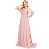 Women's Plus Size Long Evening Dress - Pink - Dress - 26 - Polyester Chiffon - image 42