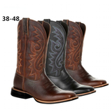 Men's Mid-calf Embroidered Cowboy Boot - Brown - Cowboy Boots - 48 B - PU Leather - image 6