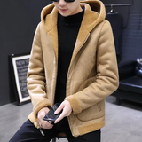 Men's Hooded Winter Faux Leather Jacket - Khaki - Jacket - 8XL - PU Leather - image 15
