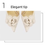 Women's Big Flower Fashion High Stilettos - Beige - 1 / 6cm / Stilettos - 41 B - Genuine Leather - image 16
