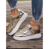 Women's Gold Sequins Platform Sneakers - Light Gold - Sneakers - 43 B - PU - image 28