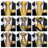 Men's 3 Pcs Classic Gold Floral Tie Sets - Gold - NJ-7458 - One Size - Silk - image 18