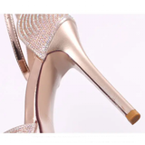 Women's Shimmery High Heel Stilettos - Gold - Super High Heels - 39 B - PU Leather - image 27