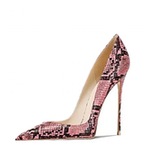 Women's Snake Skin Pattern High Stilettos - Pink/Black 1 - 12cm Heel / Stiletto Shoes - 46 B - PU Leather - image 19