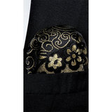 Funki Buys | Neckties | Men's 3 Pcs Black & Gold Paisley Tie Set
