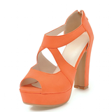 Women's Block Heel High Platform Sandal - Orange - Platform Sandals - 43 B - PU Leather - image 2