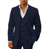 Men's 3 Pcs Linen Summer Wedding Suits - Champagne - Wedding Suit - 5XL - Linen - image 13
