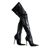 Women's Luxury Thigh High Stiletto Boots - Black - Thigh High Boots - 47 B - PU Leather - image 3