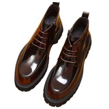 Men's Leather Chunky Heel Dress Boots - Wine Red - Formal Boots - 46 B - Genuine Leather - image 19