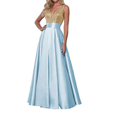 Women's Custom Satin Evening Dress - Sky Blue - Satin Dress - Satin - image 1