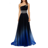 Women's Long Chiffon Evening Dress - Black/Blue - Dress - 26W - Polyester/Chiffon - image 2