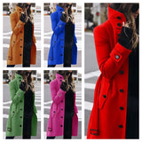 Women's Wool Blend Stand Collar Coat - Khaki - Women's Jacket - XXXL - Polyester - image 12